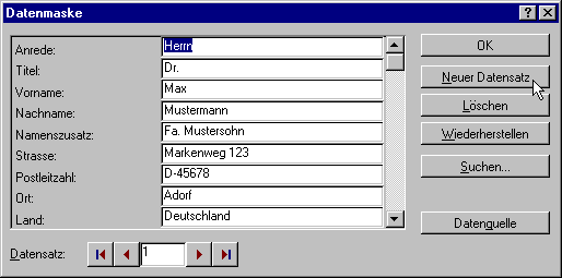 Easy administration of address data
